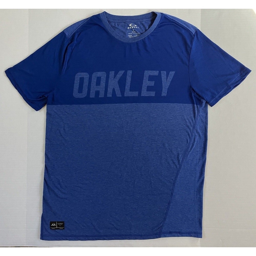 Oakley Hydrolix T Shirt Blue Logo Short Sleeve Tee Regular Fit Mens Size XL
